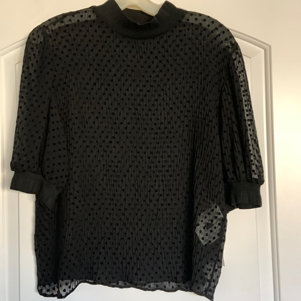 Zara polka dotted black sheer top. Size L